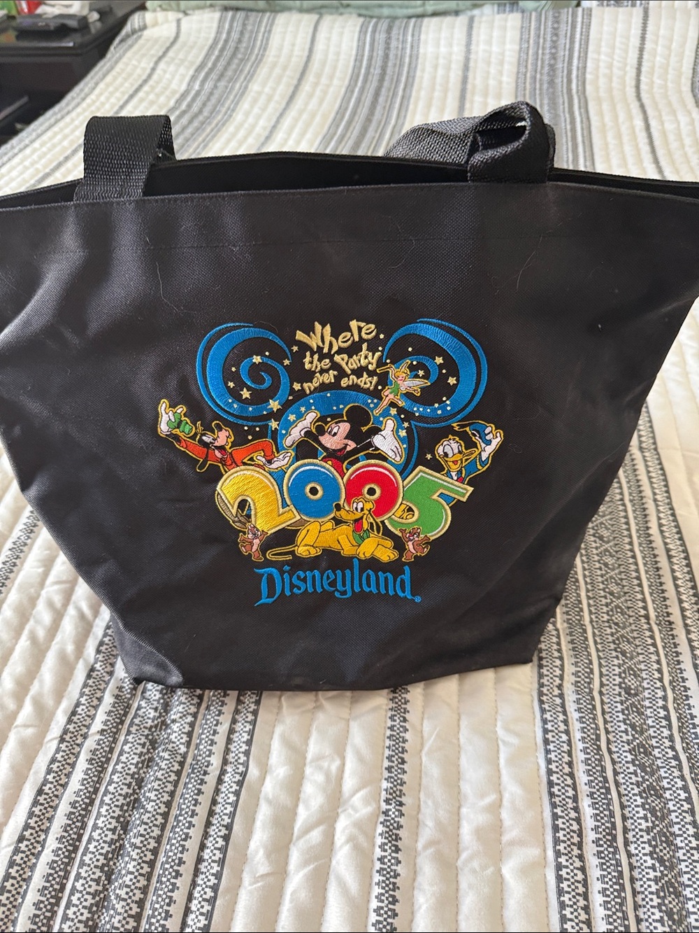 Disney Black Tote with Colorful 2005 Character Graphic